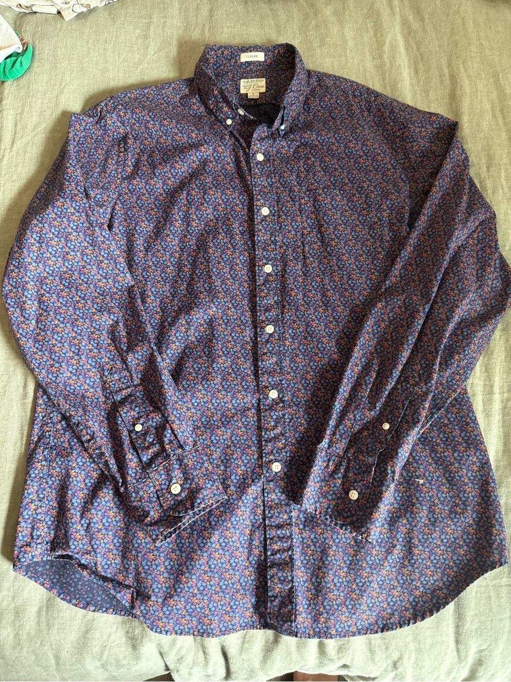 J Crew Stretch Secret Wash Cotton Poplin Shirt in Floral